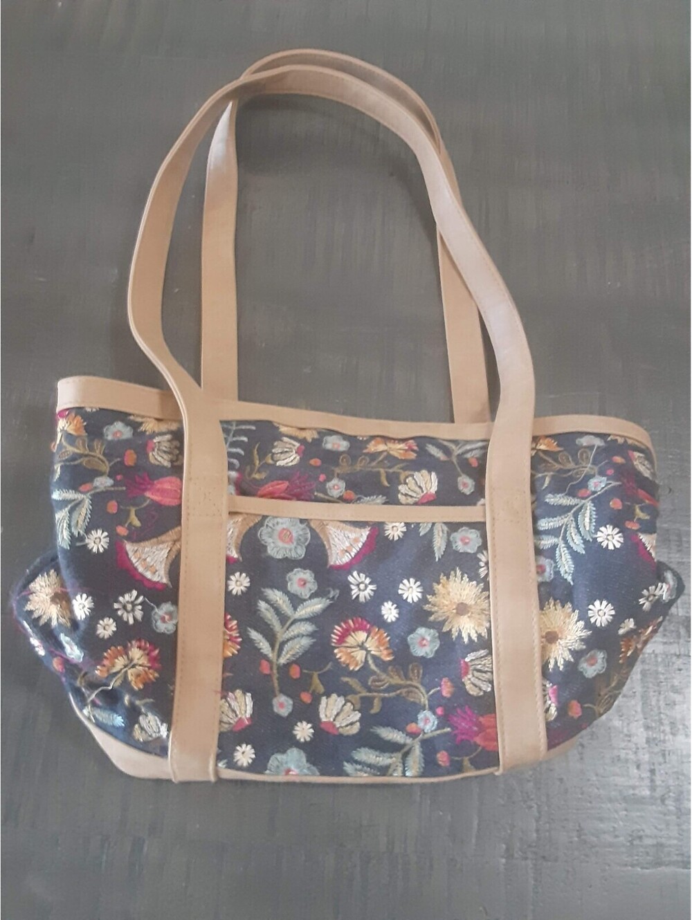 DONNA SHARP Monterey HANDBAG PURSE Medium Tote Navy Floral